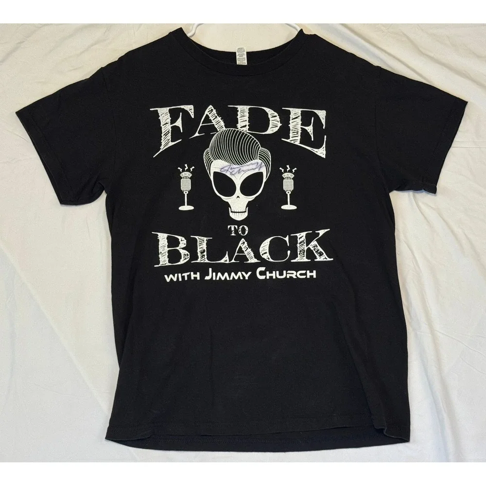 Gildan Fade To Black Jimmy Church Radio Show Graphic T-Shirt Black Mens Medium